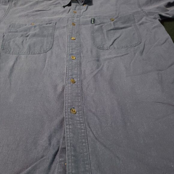 Chaps Ralph Lauren Button Up Mens Shirt Blue Size Medium Cotton Blend Pockets - Picture 9 of 12